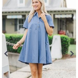 Shop The Mint Blue Scallop Collar Dress